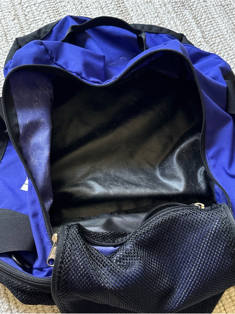The North Face Backpack Duffle Bag Blue And Black Retro Bag Y2k VTG Vintage - Picture 10 of 12